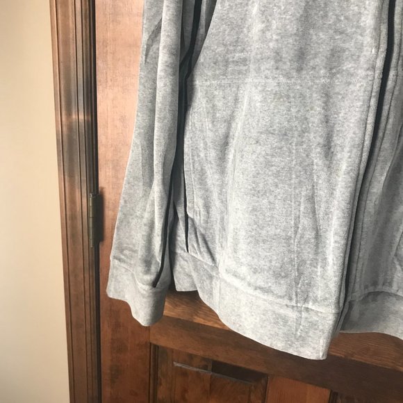 DKNY Active Gray with Black Trim Velour Zip-Up Jacket X-Large - Picture 5 of 9